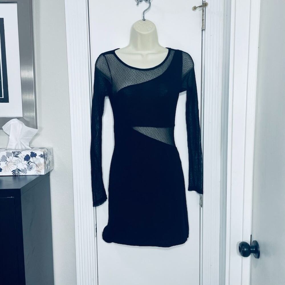 Estam Banded Dress S Sheer Cut-Out Polka Dot Bodycon Small Hoco USA Made